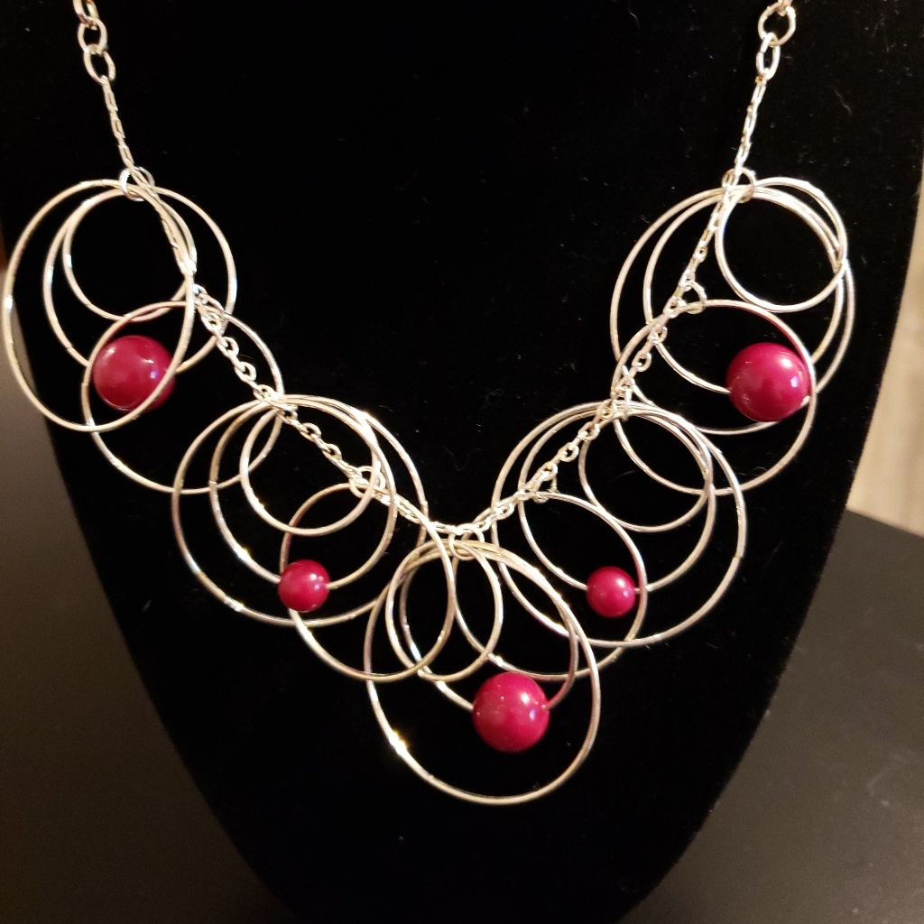 Silver&Red Bead Fashion Bug Necklace&Earing Set